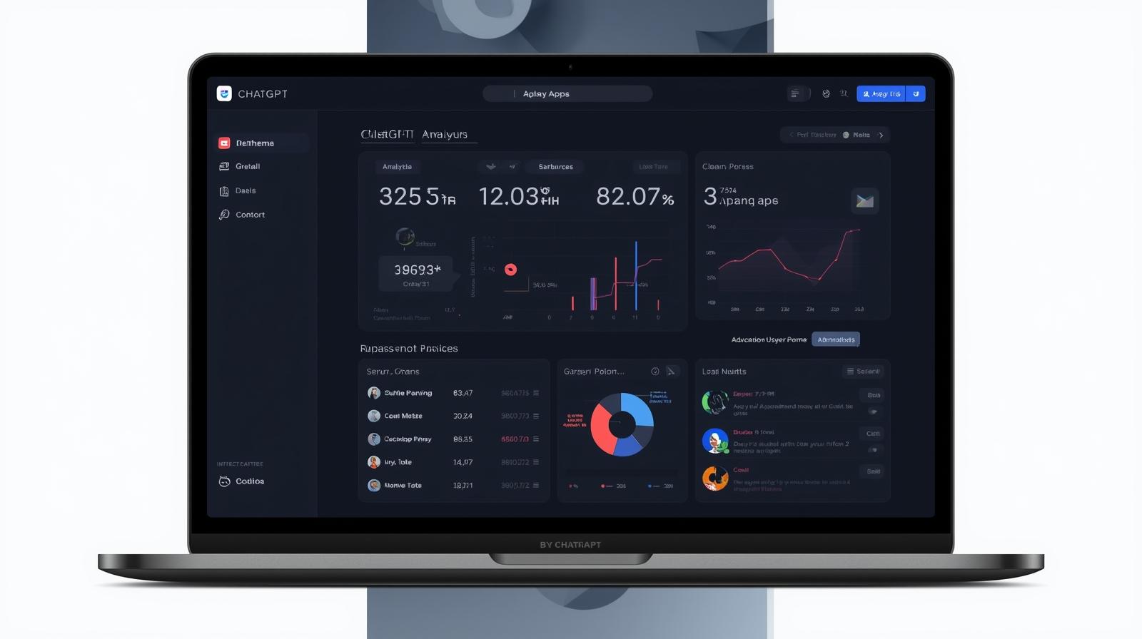 ChatGPT interface with embedded analytics and app features, showcasing modern UX design for 2025